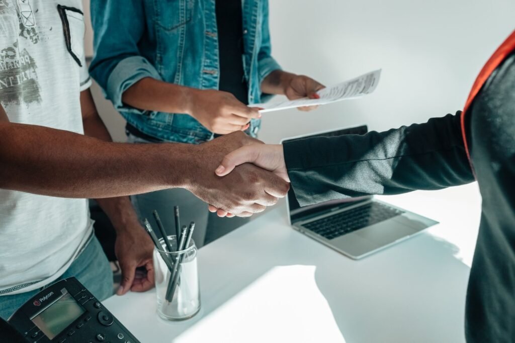 Signing business setup documents with consultant in Dubai